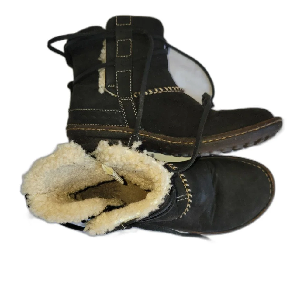 UGG Black Beige Shearling Lined 5136 Ankle Boots Shearling Style Women's Size 7